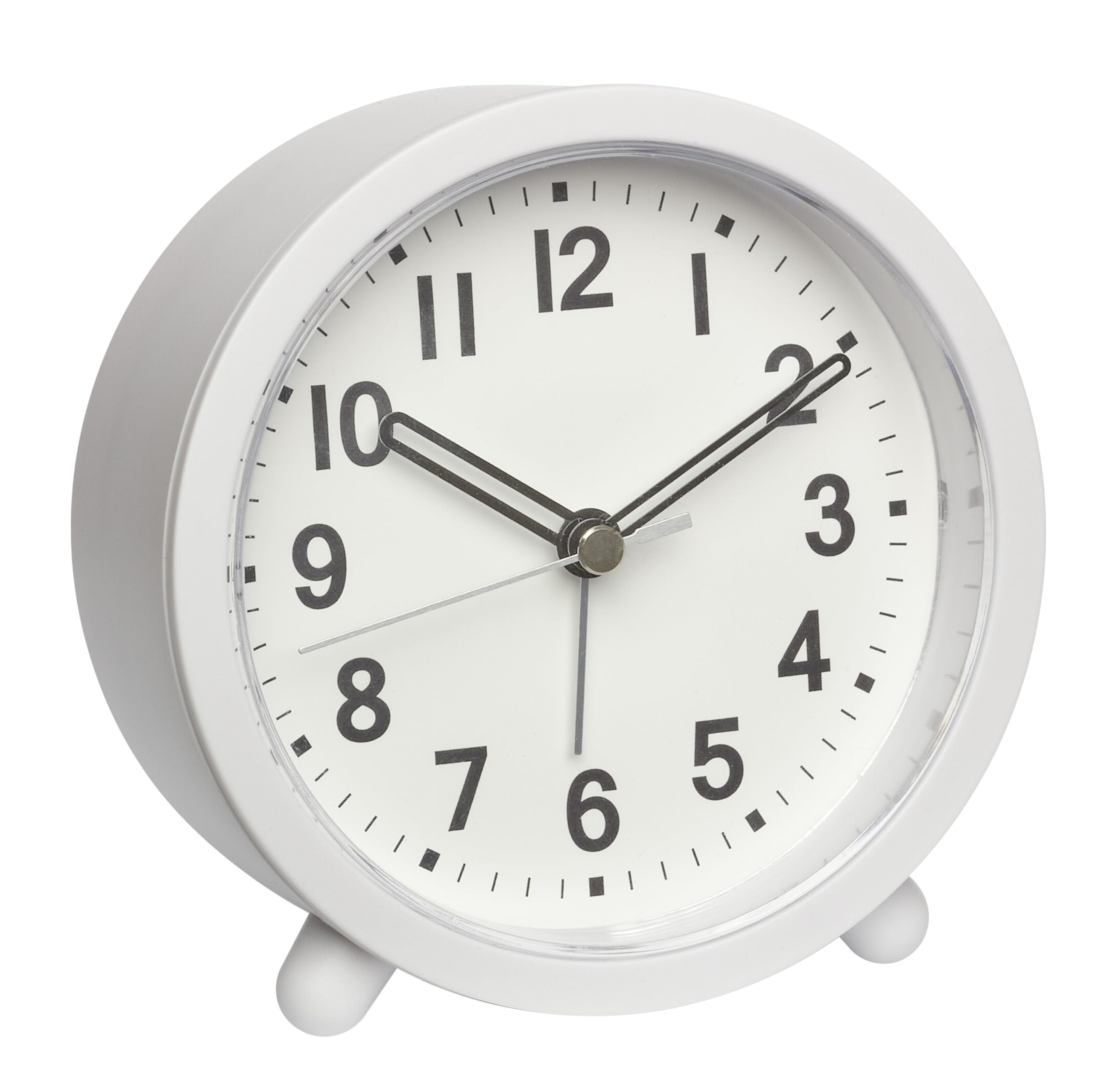 TFA Dostmann 60.1043.02 Battery Operated Analogue Alarm Clock without Ticking Noises with Backlight Table Clock with Alarm with Snooze Retro White