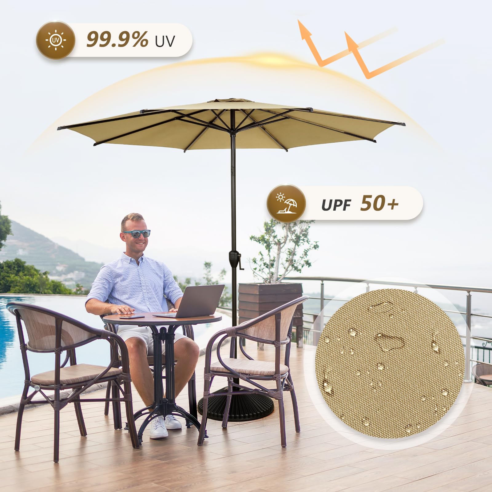 abba patio outdoor market umbrella Amazon.com: Abba Patio 11FT Lyon Outdoor Patio Umbrella Outdoor Table  Umbrella with Push Button Tilt and Crank Market Umbrella 8 Sturdy Ribs UV  Protection Waterproof for Garden Deck Backyard Pool Tan :