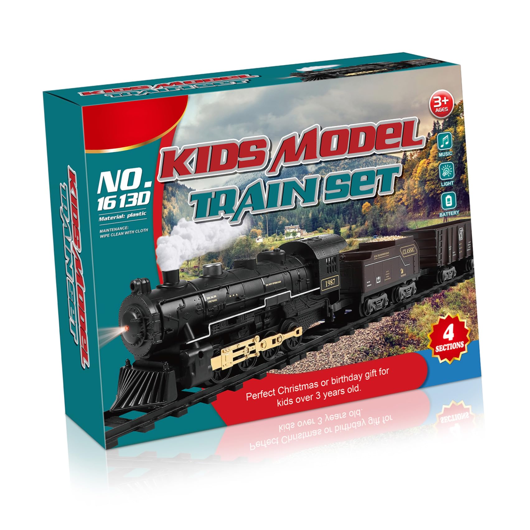 Toyvian Kit de train électrique pour garçons - Kit de train de Noël pour sous l'arbre avec lumière sonore - Pour garçons et filles - Facile à monter