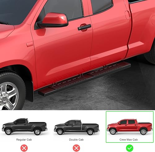 Miniatura 2 de MOSTPLUS Estribo Nerf Bar de 6 pulgadas compatible con Toyota Tundra Crew Max Cab 2007-2021 Paso lateral ovalado
