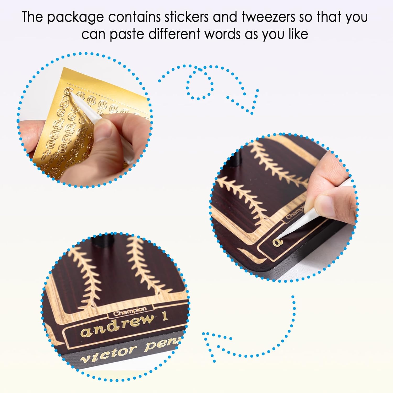 Baseball Ring Holder with Stickers and Tweezers,Championship Ring Display Holder,Wooden Softball Ring Holder,Sports Ring Holder,Baseball Ring Display.It Can Hold 15 Rings