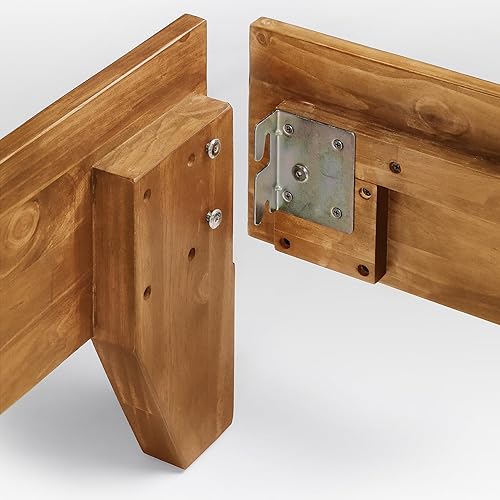 Miniatura 11 de eLuxurySupply Marco de cama de plataforma de madera tamaño matrimonial, natural, perfil bajo, no necesita somier, fácil montaje, estilo minimalista