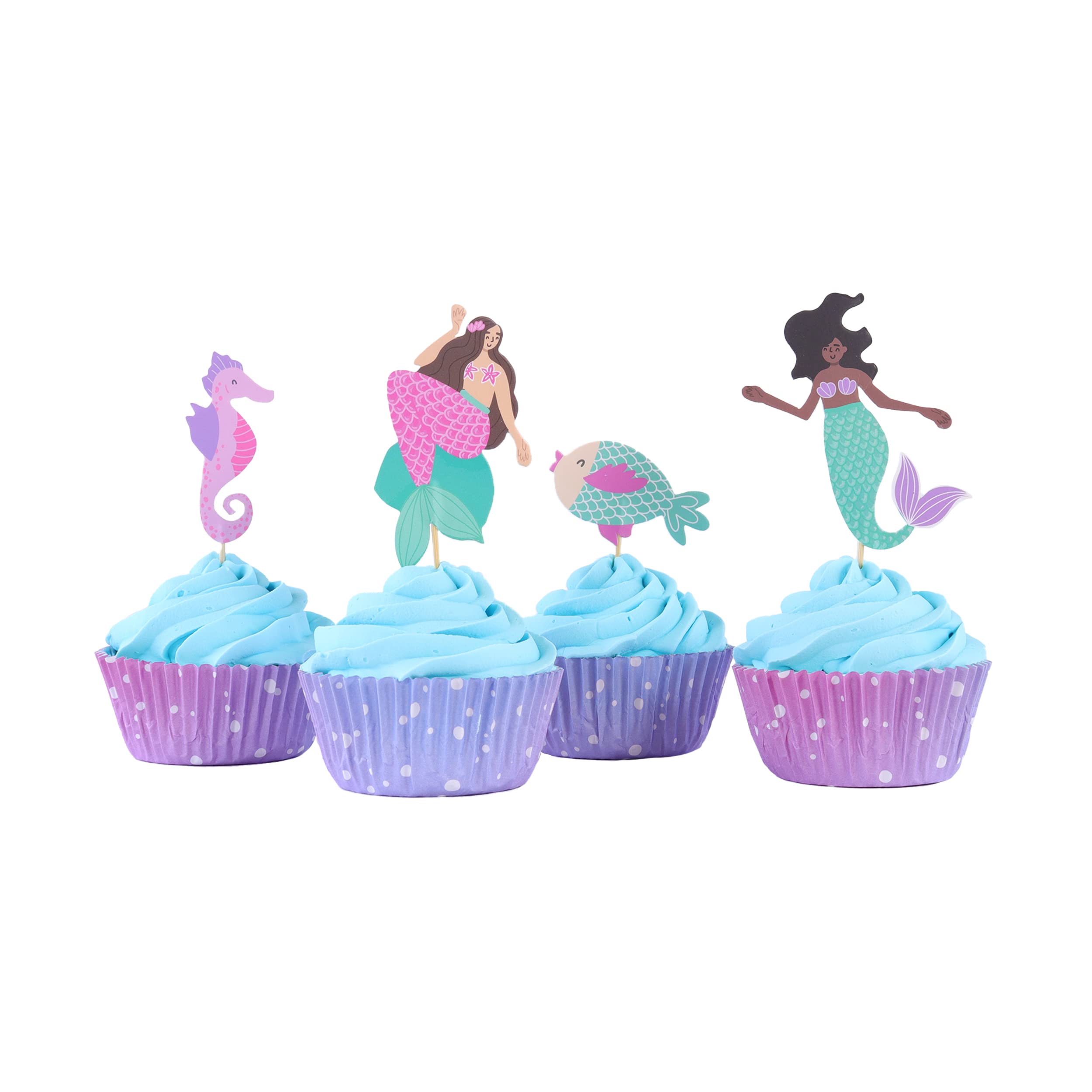 Pirottini Per Cupcake A Sirena - Confezione Da 60, Carta Metallizzata, 3 Design