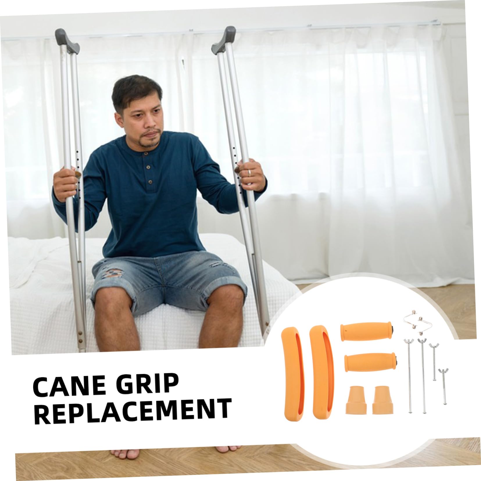 Homoyoyo Empuñaduras para Muletas Almohadilla Muletas Antideslizante, Repuesto de Goma y Metal para Bastón y Andador, 1 Set | Repuesto para Bastón y Andador, Diseño Ergonómico, Conjunto Metal, Ajuste Versátil
