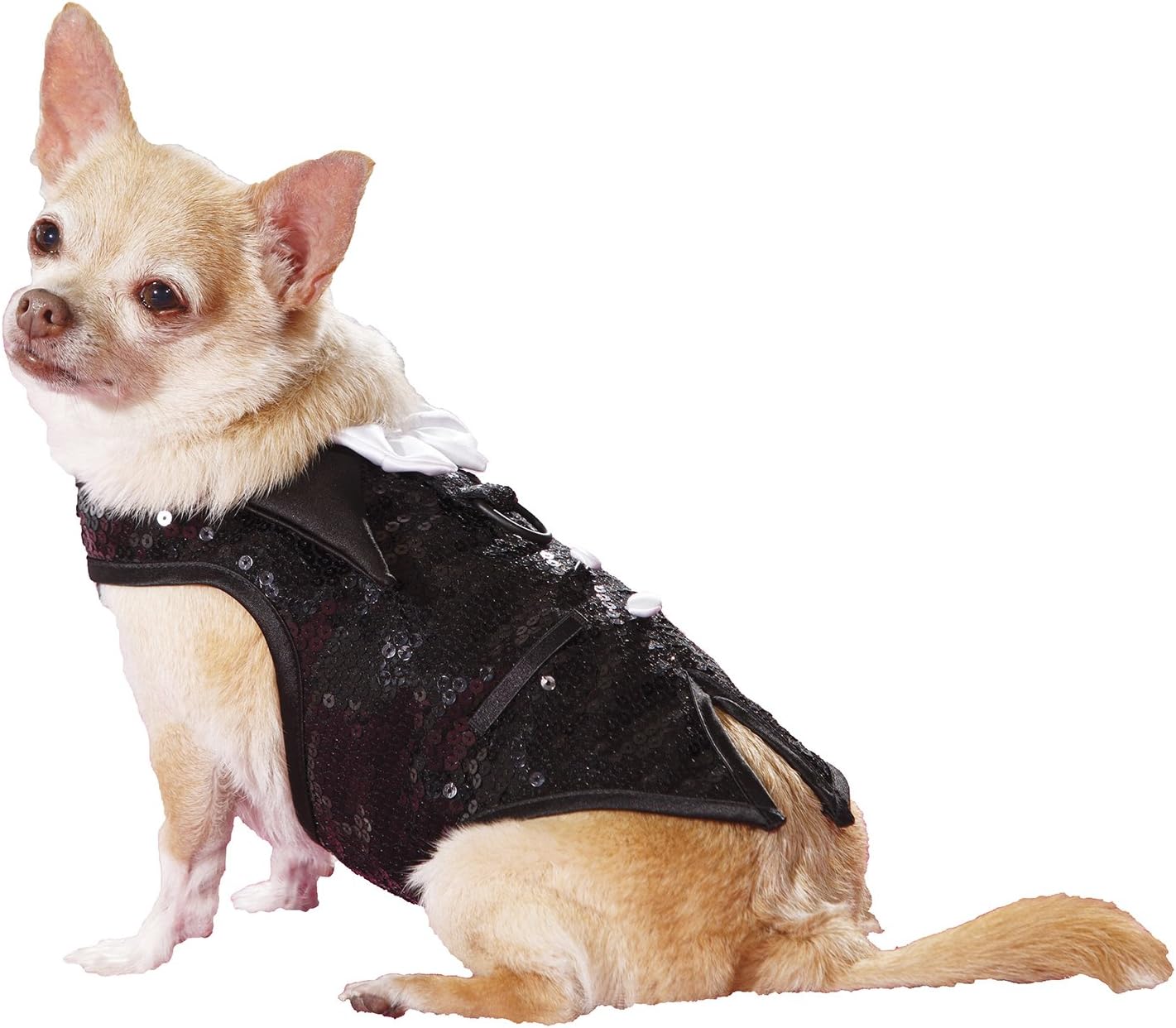 Tux Sequins and Satin Vest, X-Small, Black