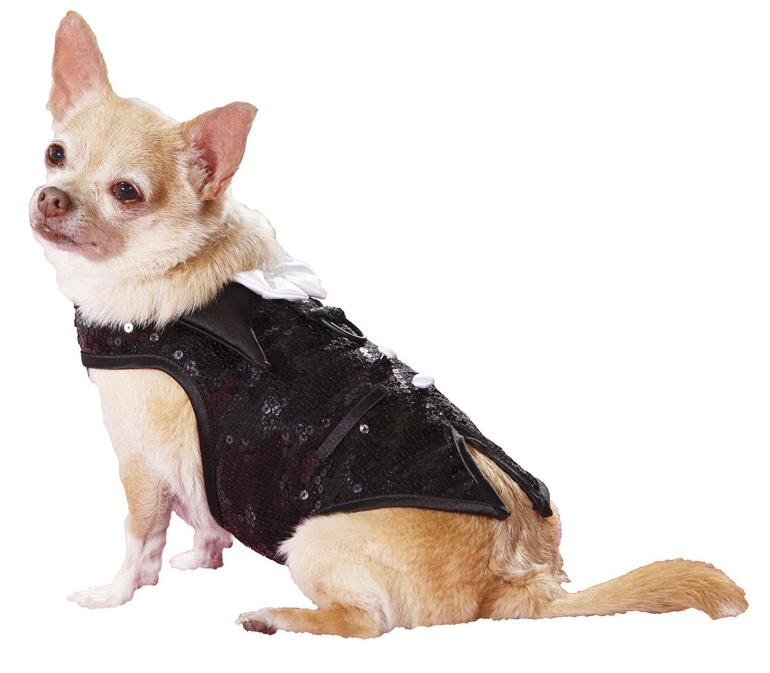 Tux Sequins and Satin Vest, X-Small, Black