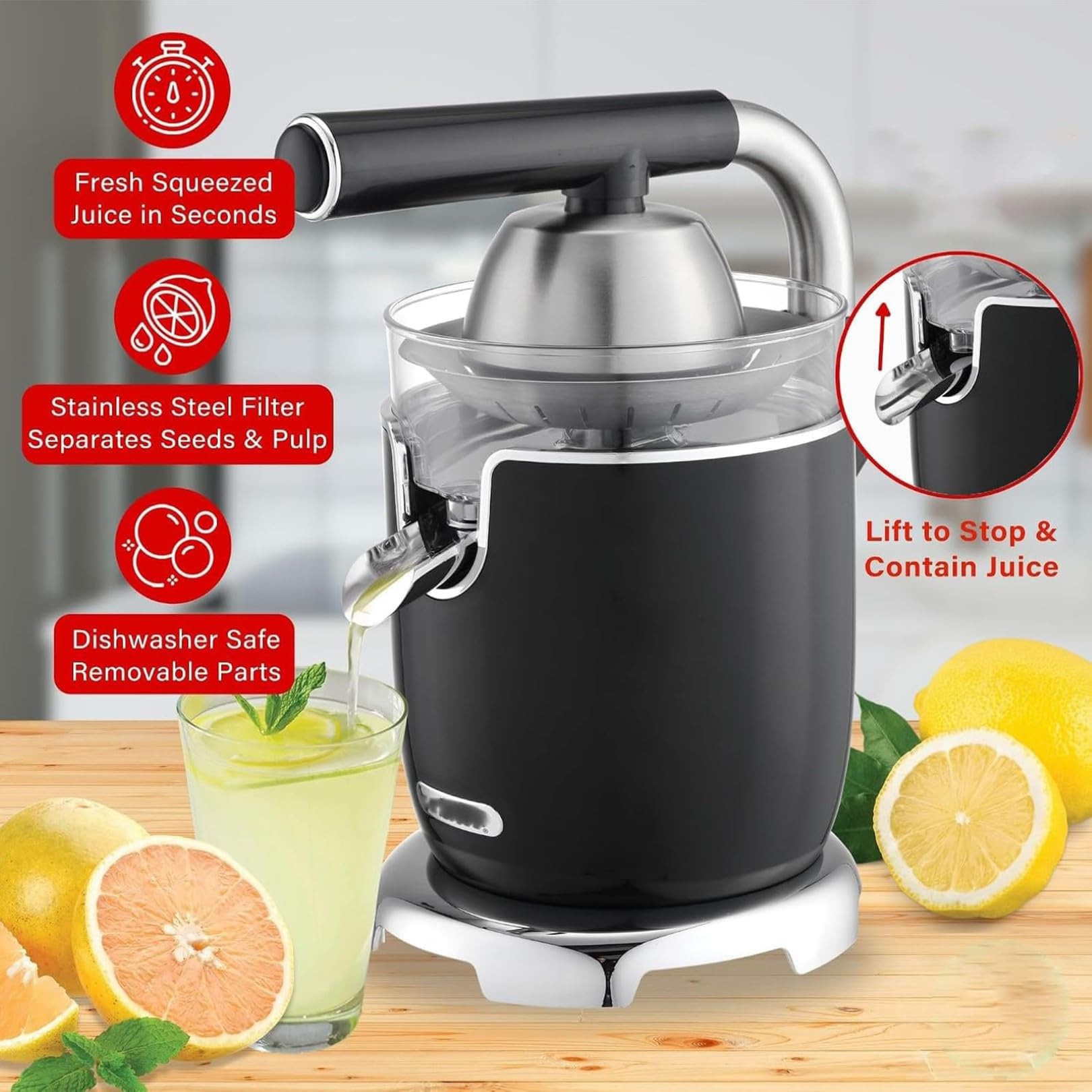 Máquina Exprimidora de Cítricos Eléctrica, Exprimidor de Naranjas | Con 2 Conos y Pico Antigoteo, Exprimidor Automático de Limón de 700 W, Fácil de Limpiar Para Hogar, Cafetería, Bar