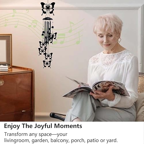 Miniatura 4 de Campanillas de viento de mariposa para exterioresinteriores, regalos de mariposa para mujeres, mamá, abuela, tubos de aluminio, campanillas de