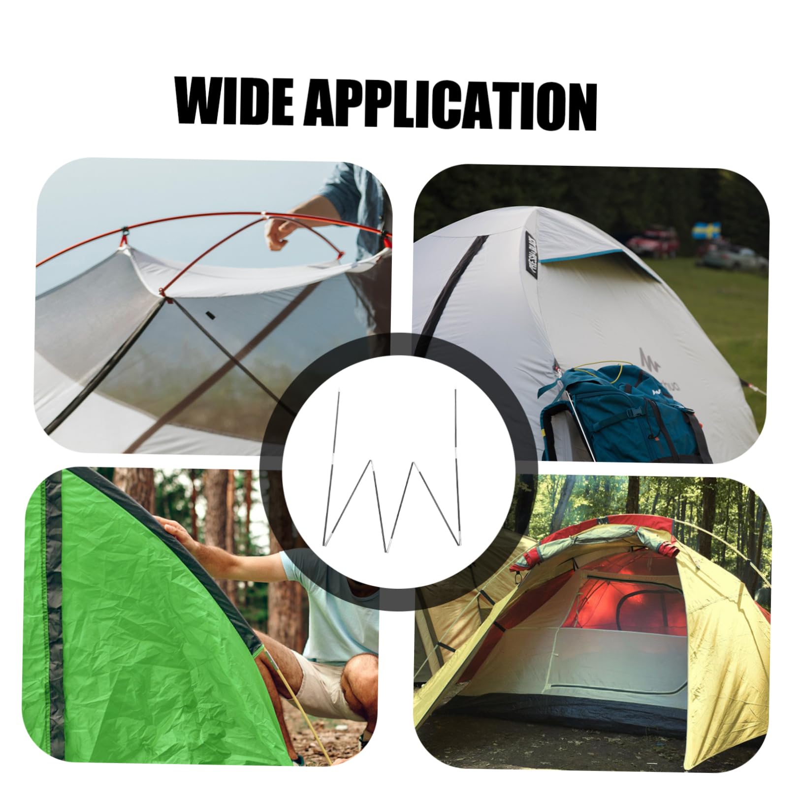 WOONEKY 2 pièces Kit Poteaux de Tente de Support et pour Camping Remplacement de Barres pour Tentes Accessoires Extérieurs Polyvalents
