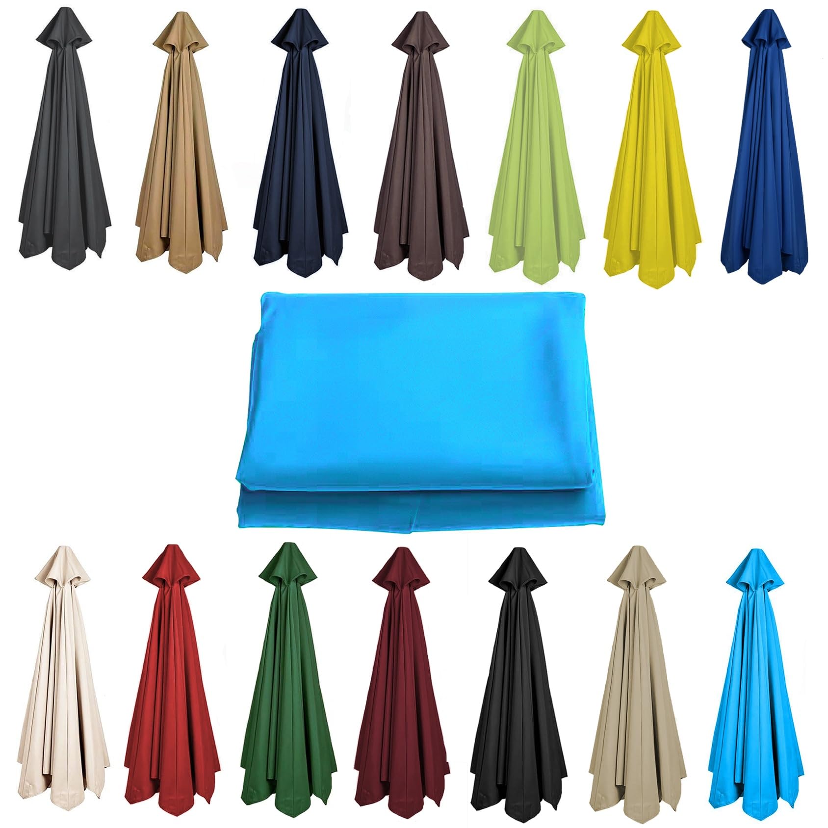 Cmjymx Lake Blue 200Cm 2.7M 300Cm Umbrella Replacement Parasol Canopy, Uv50+, Waterproof, 6/8 Ribs Sun Umbrella Replacement Cloth Garden Canopy Cover Replacement Cover(Color:,Size:6 Ribs-2.7M(8.8Ft))