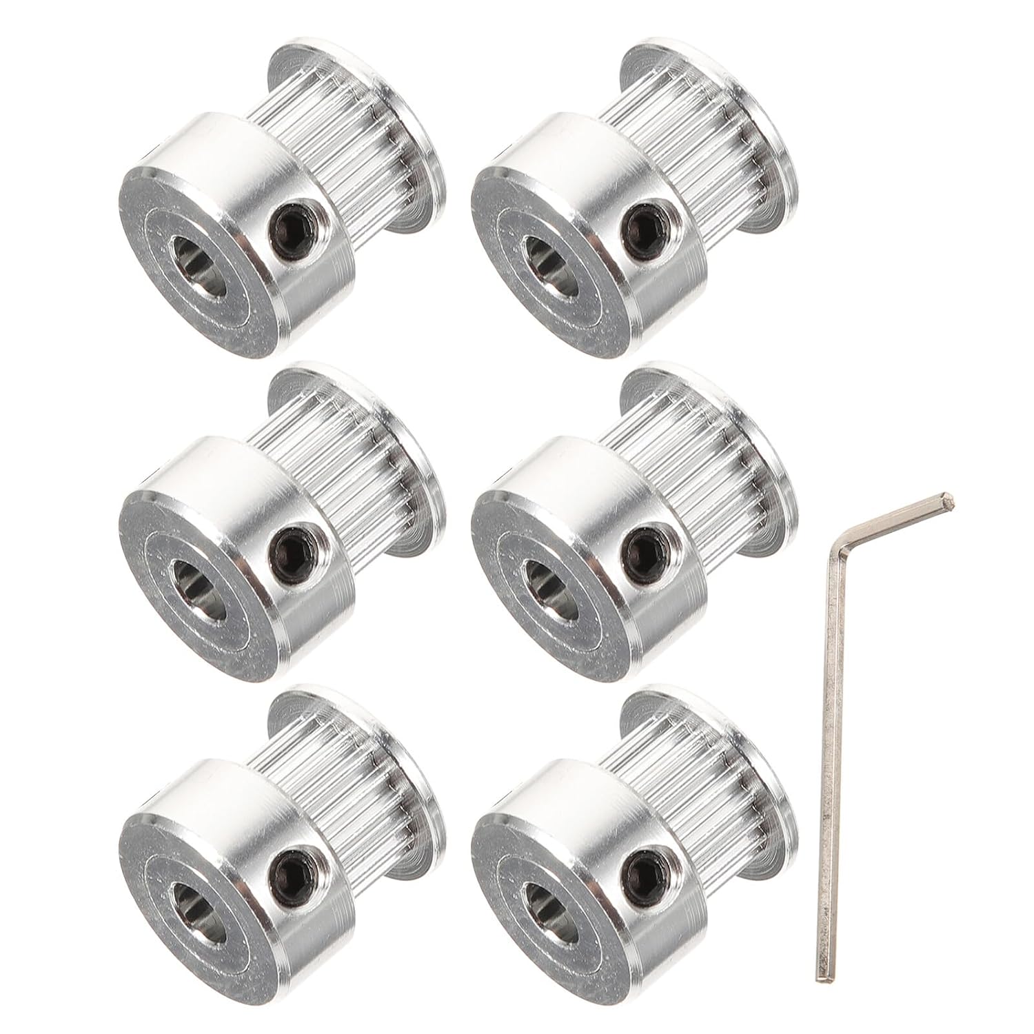 6pcs Timing Belt Pulley 20 Teeth 5mm Bore Aluminum Synchronous Wheel with Hex Wrench for 6mm Belt Transmission Mechanical Pulley Kit for 3D Printing