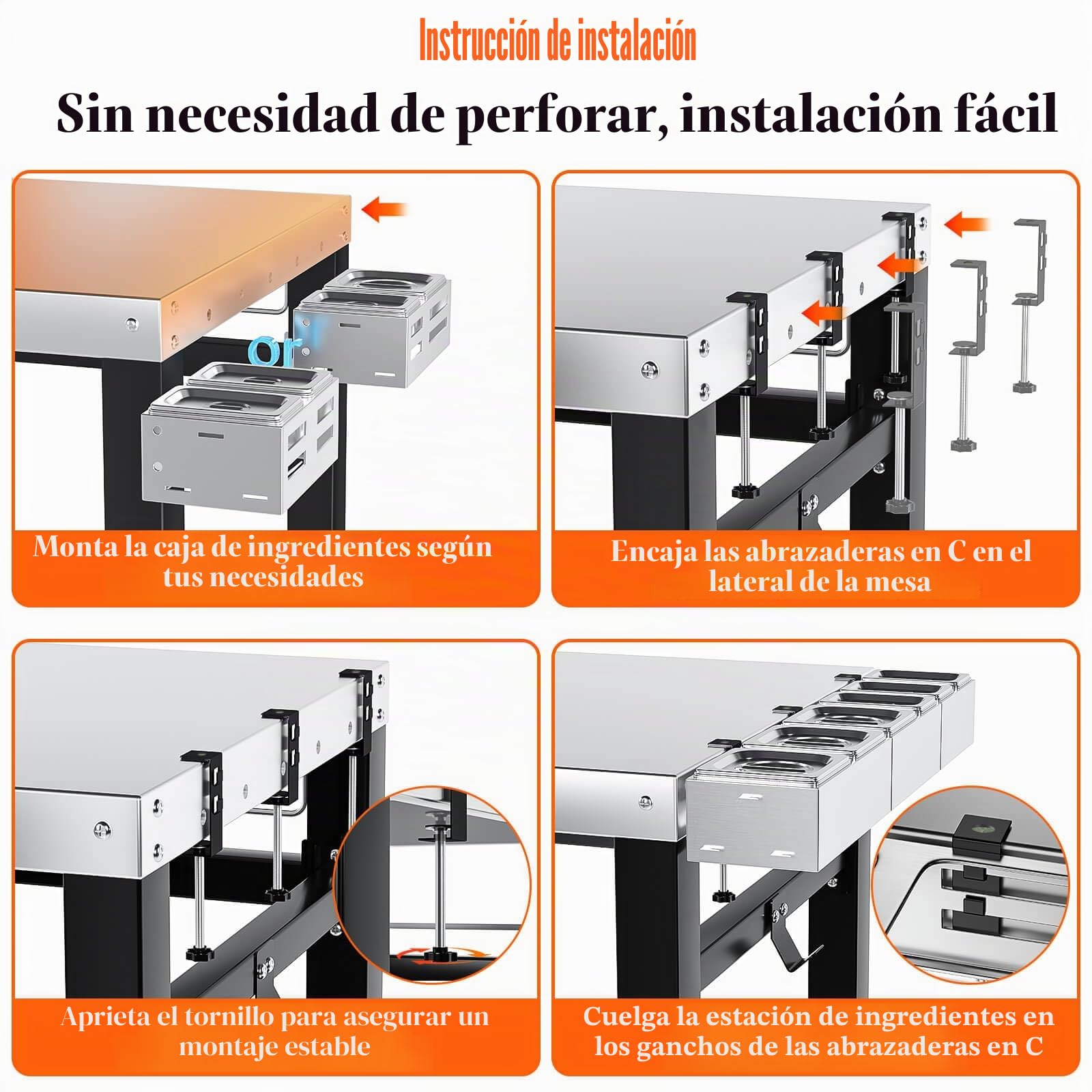 GFTIME Juego de 6 recipientes para ingredientes para pizza, recipientes de acero inoxidable con tapa, para barbacoa, para cocina, para gastronomía