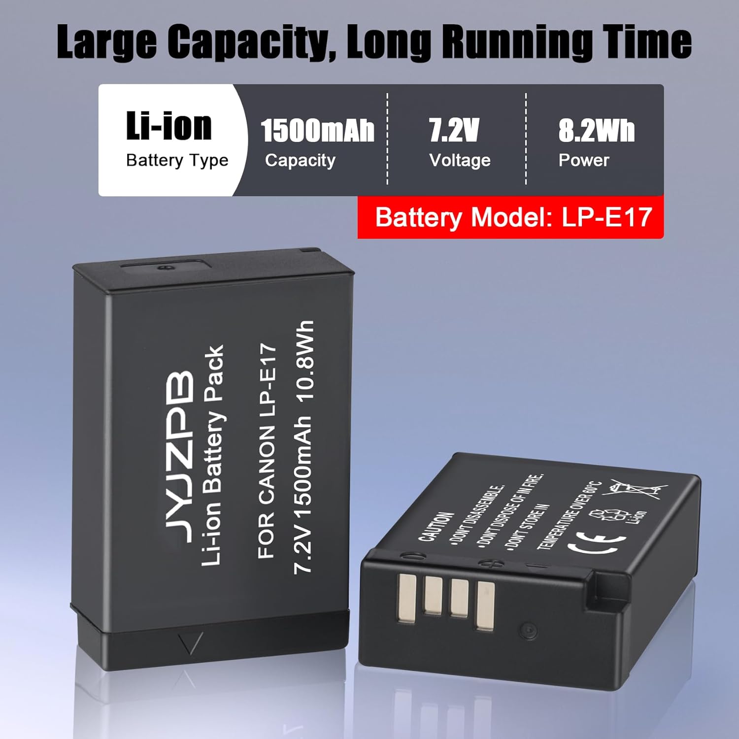JYJZPB 2 Pack LP-E17 Batteries Compatible for Canon EOS R50 R8 R100 R10 RP Rebel T8i T7i T6i T6s SL2 SL3 M3 M5 M6 200D 77D 750D 760D 800D 8000D Digital Camera, with Upgraded Battery Charger