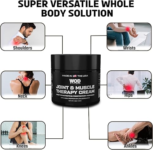 Miniatura 4 de WODFitters Crema muscular - Crema para articulaciones y músculos con glucosamina, árnica, MSM y menta para recuperación después del entrenamiento,