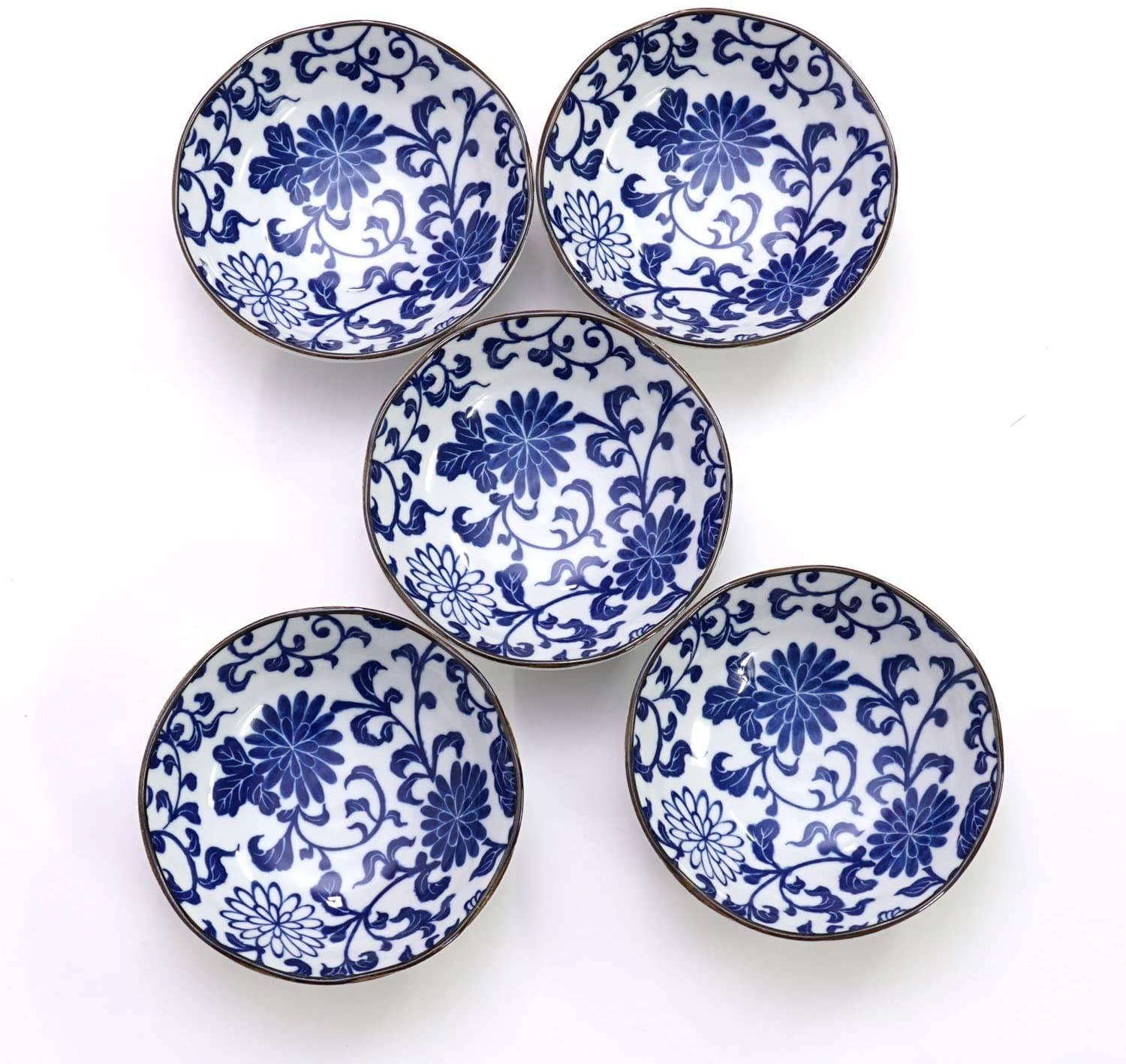 Amazon.co.jp: 美濃焼 染付菊唐草多用鉢揃(5客組) : ホーム