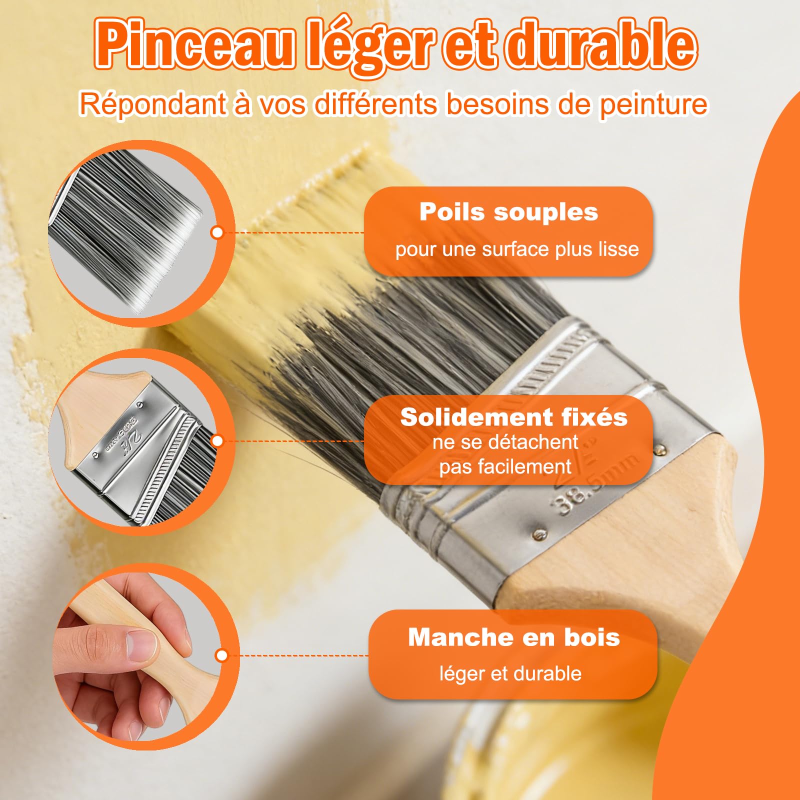 SISUPASSIE Kit de 27 pièces rouleau peinture, comprenant rouleau a enduire de 23 cm et 10 cm, pinceaux peinture, bac peinture et un manche télescopique de 0,3 à 1,3 m, pour murs, plafonds et portes