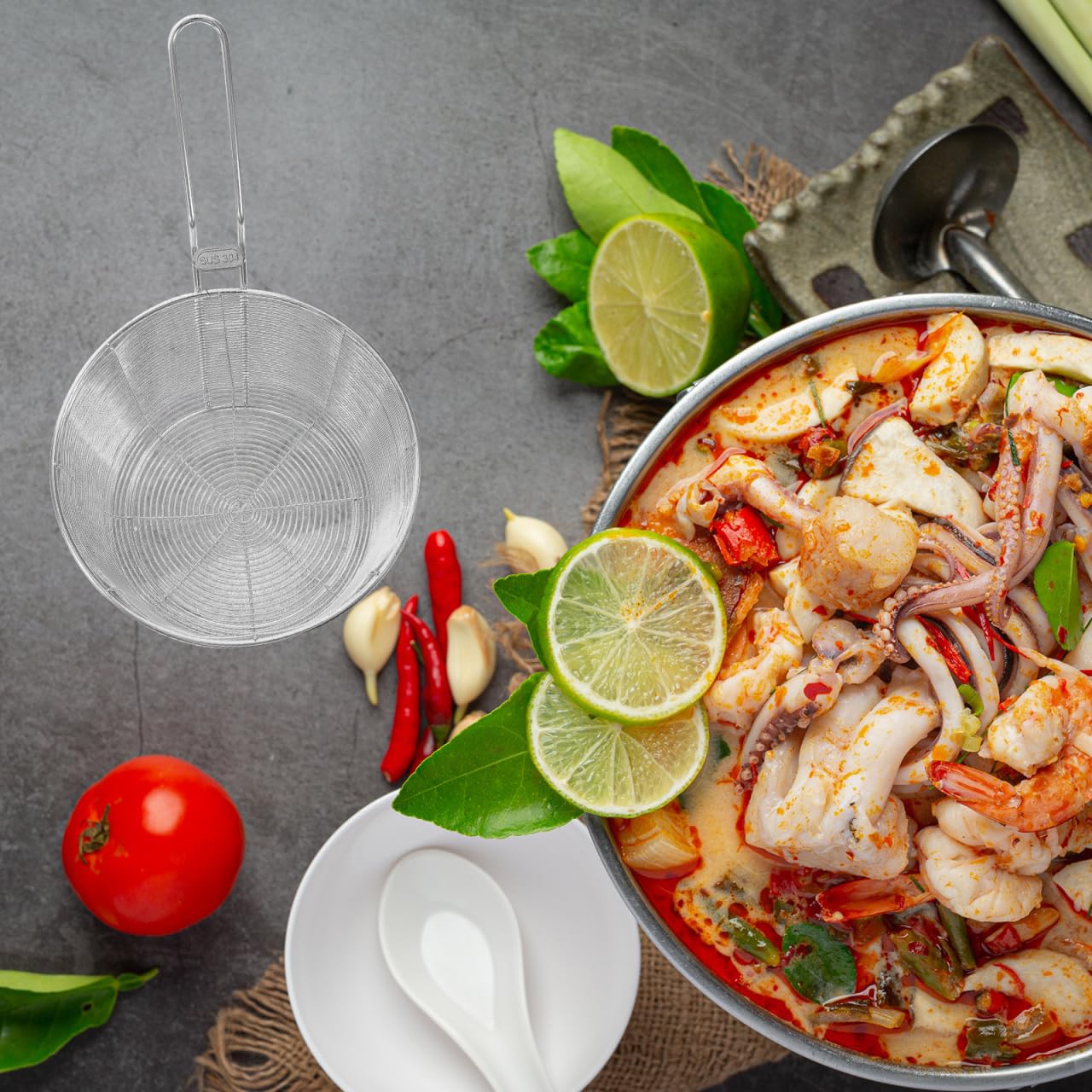 SHERCHPRY Colapasta Caldo Cesto Appeso Per Pentole Calde Scolapasta Da Cucina Per La Pasta in Acciaio Inox Ragno in Rete Da Cucina Acciaio Inossidabile Cibo Tagliatelle Sottili