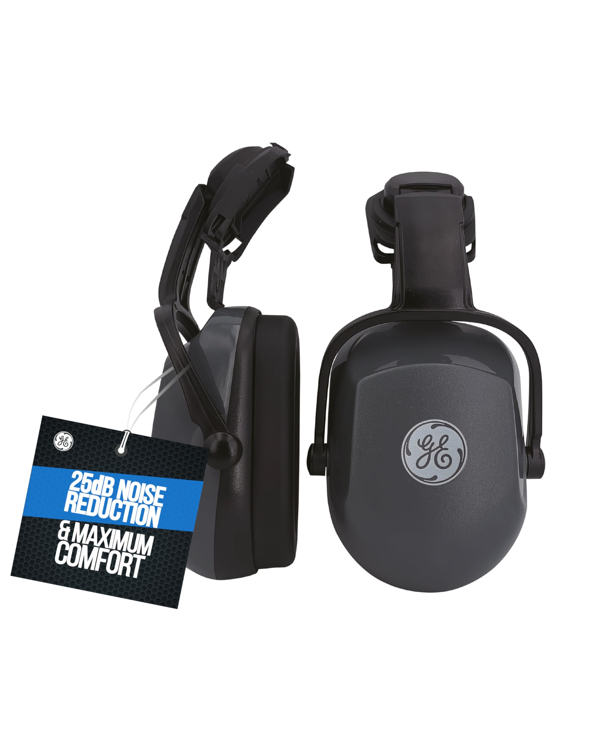 GE Orejeras montadas en tapa, 25 dB NRR, dieléctrica, reducción de ruido, orejeras montadas en tapa de seguridad, ANSI S3.19-1974