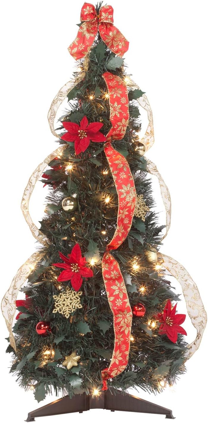 3' Red Poinsettia Pull-Up Tree by Holiday PeakTM