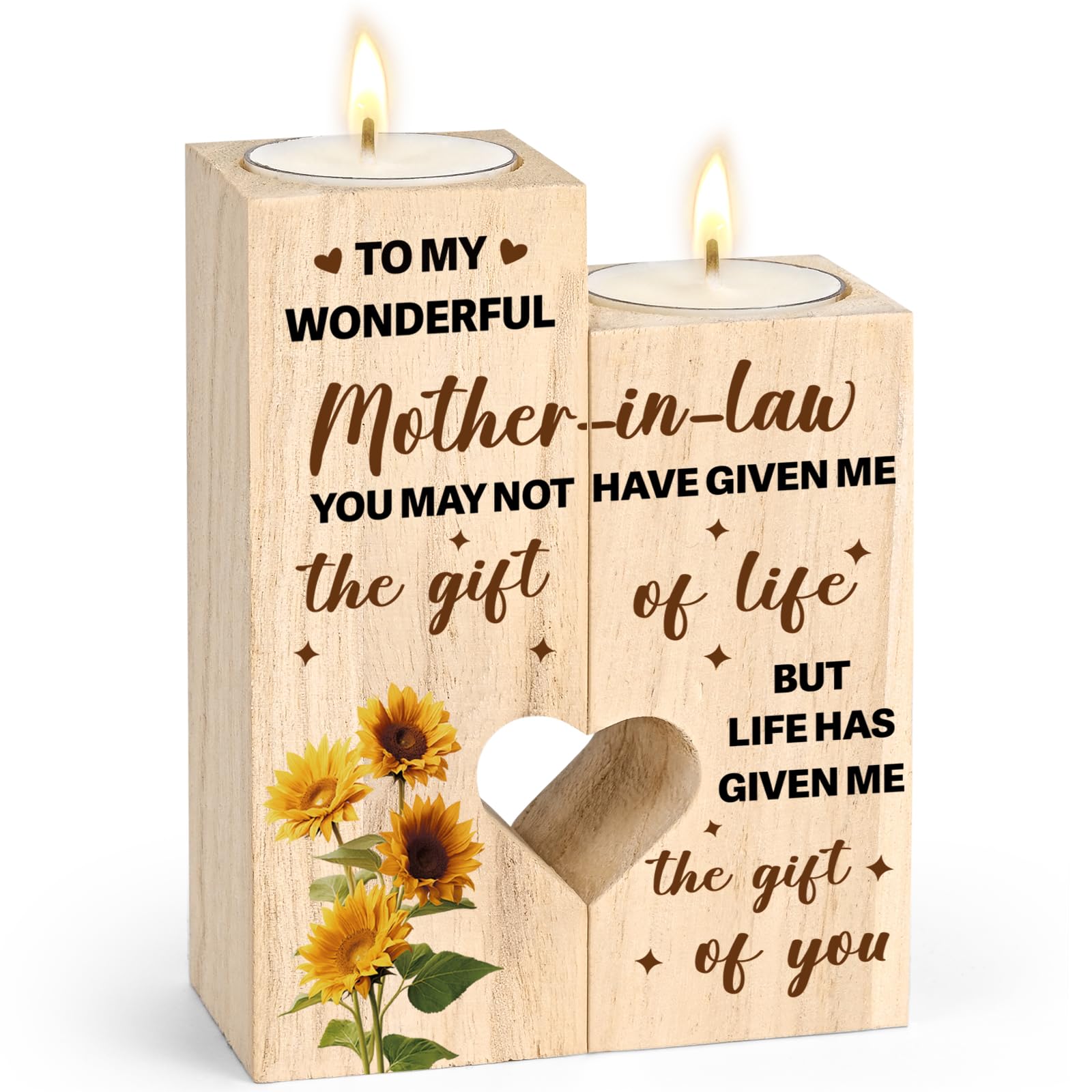 Mother-in-Law Gifts, Wooden Candlestick, Wooden Candle Holders, Mother's Day Christmas Birthday Mother-in-Law Gifts from Daughter-in-Law, Candle Decoration