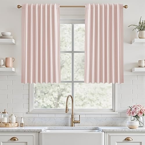 Miniatura 47 de UHITECH - Cortinas opacas de 84 pulgadas de largo, juego de 2 paneles de lino natural, 100% opacas, cortinas negras para dormitorio, sala de estar,