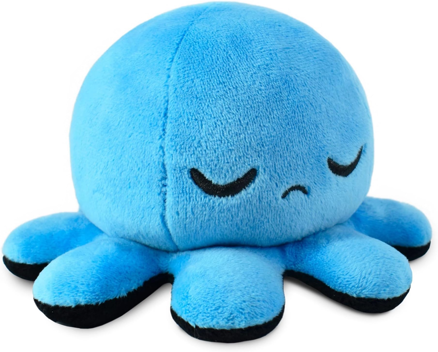 TeeTurtle Reversible Octopus Plushie 4-Inch Fire Eyes + Sleepy Two-Sided Flip Plush Toy with Embroidered Details - Cute Mini Collectible Plush for Kids, Teens, and Adults