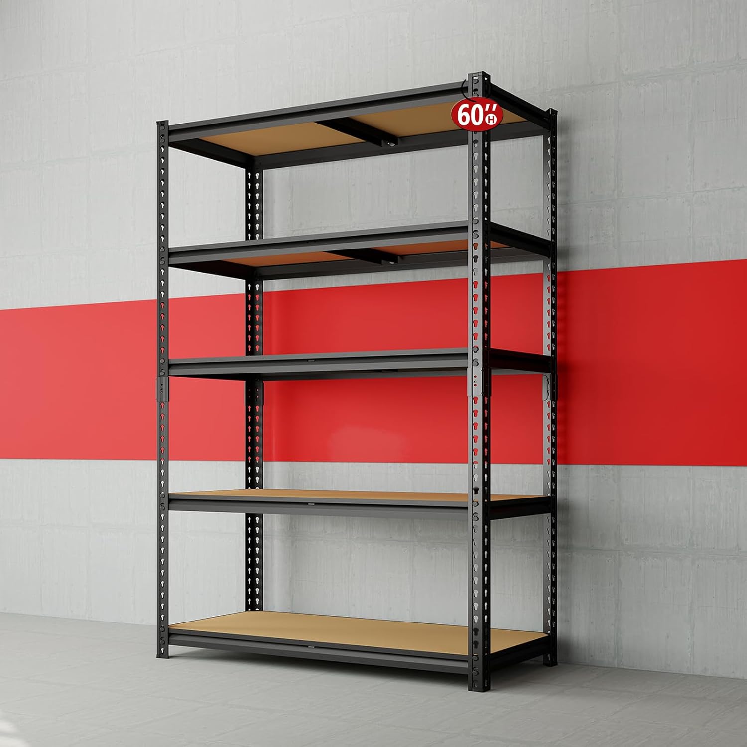 Heavy Duty Garage Shelving,5-Tier Garage Storage Shelves,2400LBS Storage Shelves Heavy Duty,Adjustable 5 Tier Shelving Unit,Heavy Duty Shelving for Garage Storage Warehouse,28''×12''×60''