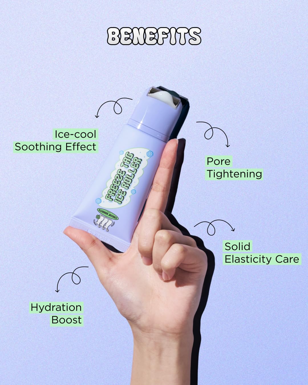 CHASIN' RABBITS Freeze Tag Ice Roller 1.69 fl.oz, Cold Face Roller, Pore Tightening, Skin Firming, Derma Roller, Stainless Steel Gua Sha Gel Serum, Hyaluronic Acid, Corn Mint Extract, Korean Skincare - Image 5