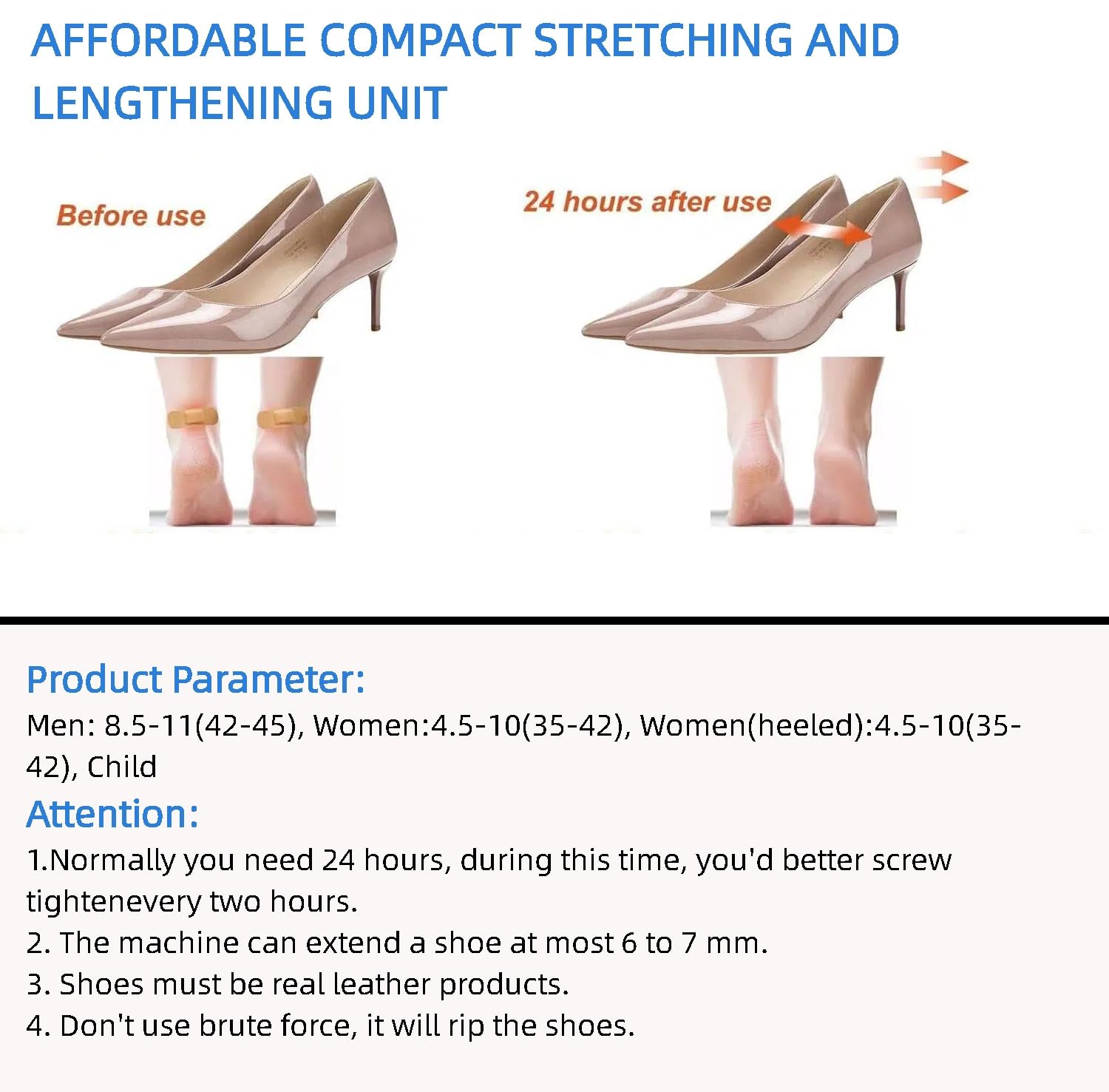 Extensor de zapatos portátil, elástico en 2 direcciones para zapatos ajustados, botas y tenis, herramienta de ajuste cómodo para pies anchos