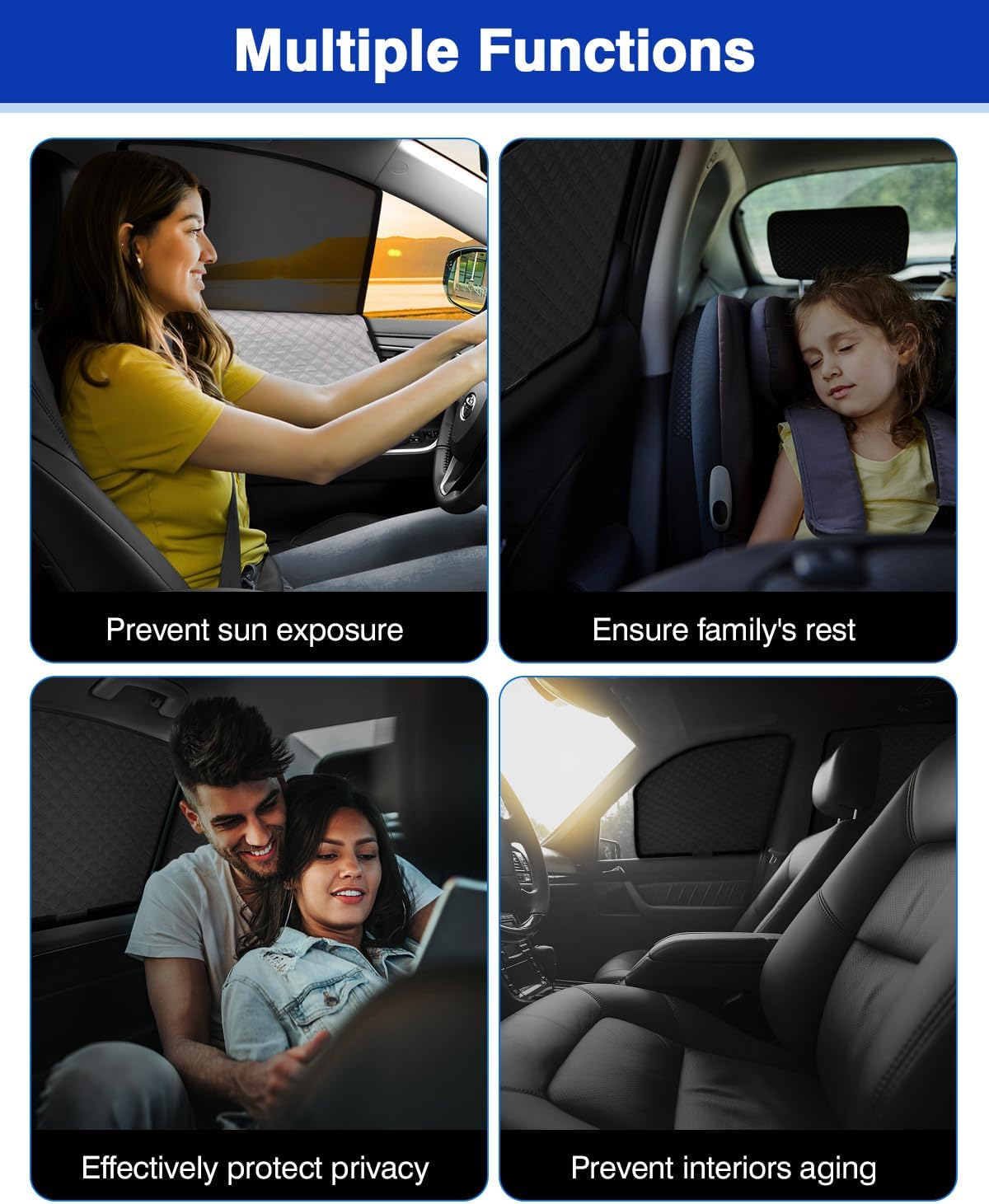 Powerty Side Window Shades for 2019-2025 Toyota RAV4 Accessories, Upgrade Double-Layer Side Rear Window Covers 6 Pack Light Block Car Privacy Cutains Shades for Baby, Camping, Napping, Sleeping