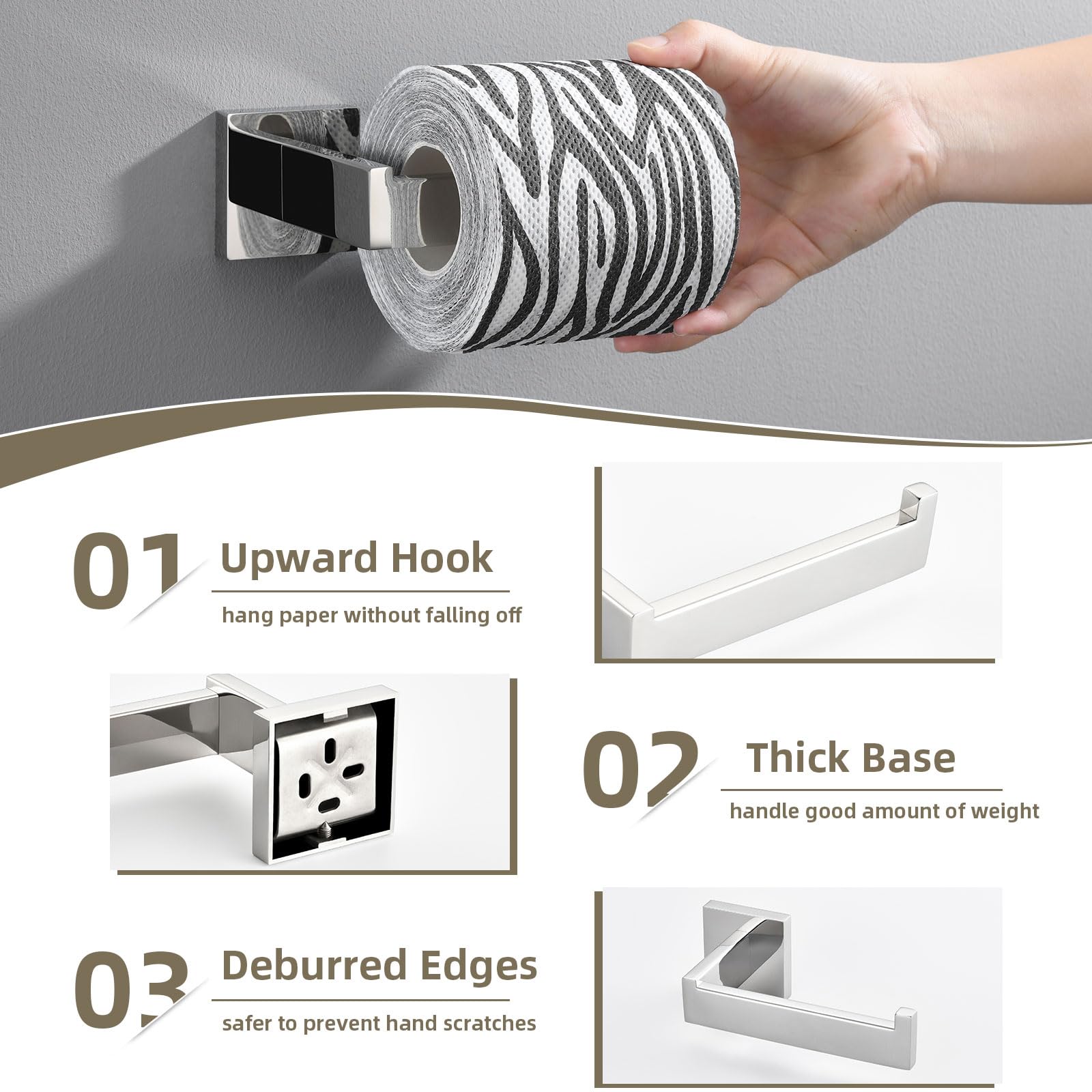 Bathroom Hardware Set 4 Pieces, Suyar SUS304 Stainless Steel Remodeled Bathroom Accessories, Include Robe Hook - Image 4