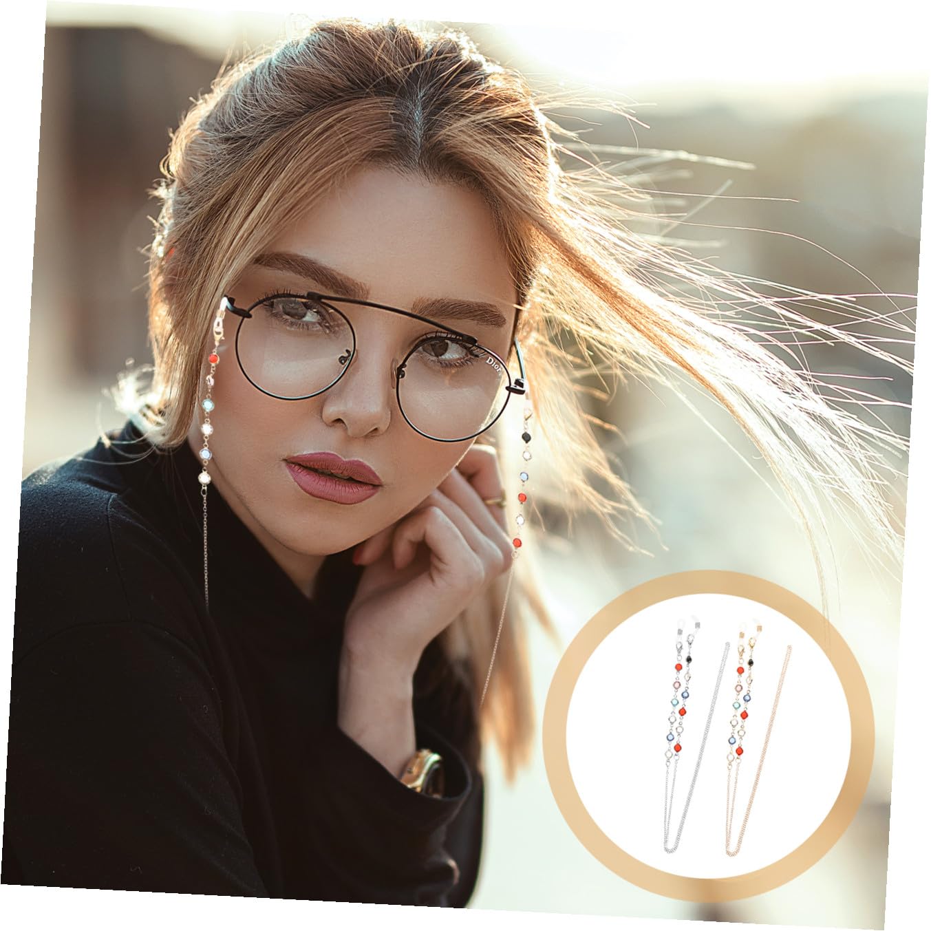 Ipetboom Cadena De Gafas Cable Gafas De Sol Para Mujer Cadena De Anteojos Accesorios Moda Cadena Para Colgar Gafas En El Cuello Collar De Máscara Gel De Sílice