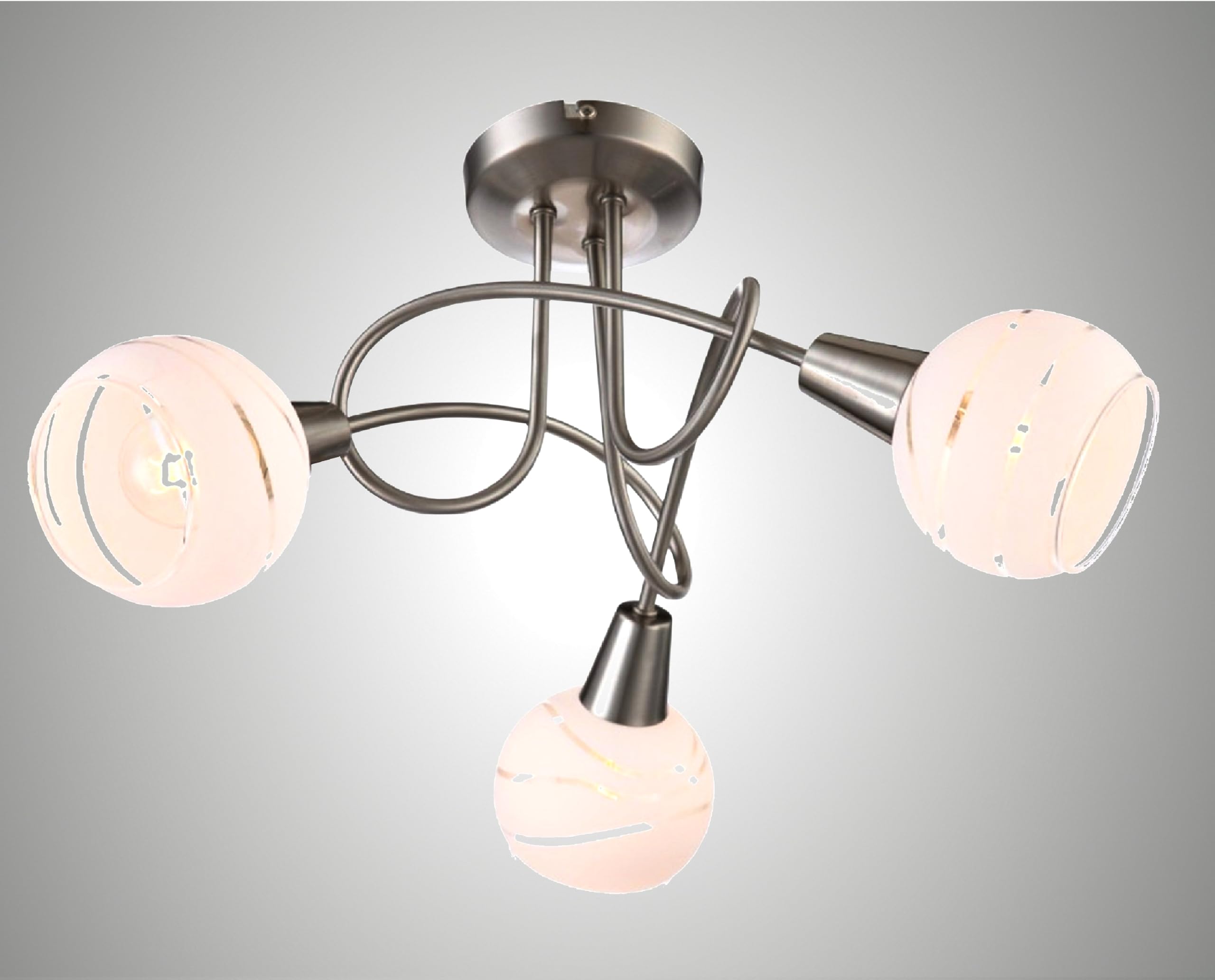 Trango 3-flammig dimmbar LED Deckenleuchte 1001-32SD Deckenlampe in Edelstahl-Look mit Design Gläsern incl. 3x LED Leuchtmittel 3000K warmweiß, Deckenstrahler, Wohnzimmer Lampe, Spots