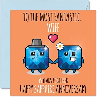 Stuff4 Cute Sapphire Anniversary Card for Wife - 45 Years Together - Happy 45th Wedding Anniversary Cards for Wife from Husband, 5.7 x 5.7 Inch Greeting Cards for Forty-Fifth Anniversaries
