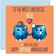 Stuff4 Cute Sapphire Anniversary Card for Wife - 45 Years Together - Happy 45th Wedding Anniversary Cards for Wife from Husband, 5.7 x 5.7 Inch Greeting Cards for Forty-Fifth Anniversaries