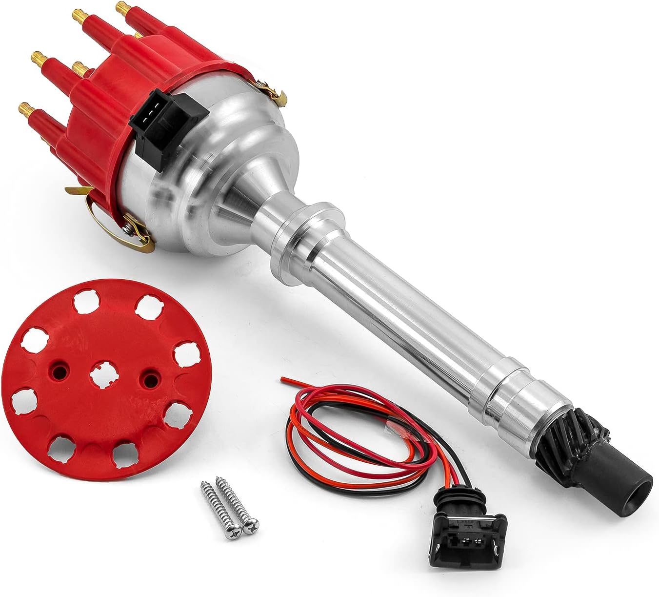 Speedmaster PCE376.1218.01 Compatible with Chevy SBC 350 BBC 454 8020 Series Pro Billet Ready to Run Distributor [Red]