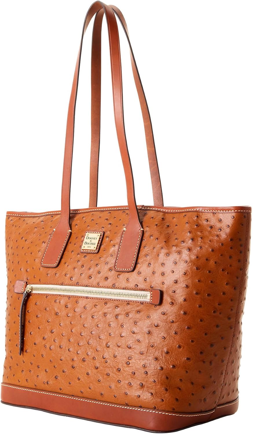 Dooney & Bourke Tote Bags for Women, Large Ostrich Leather Tote Bag with Zipper Pockets & Long Shoulder Strap