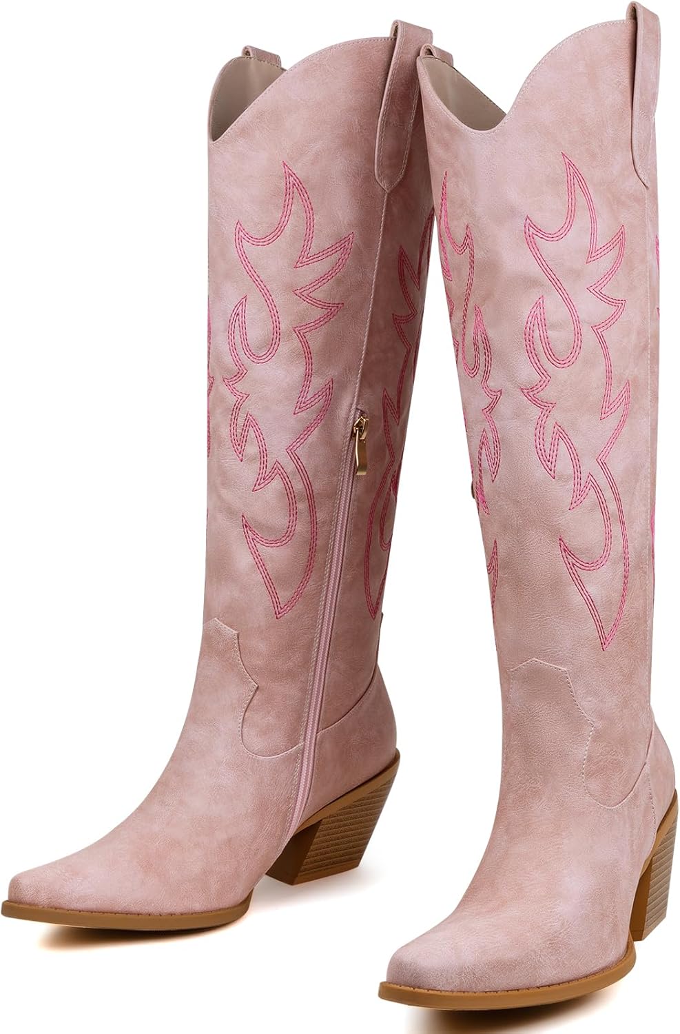 MISSMILLER Women's Cowboy Boots - Retro Floral Embroidery