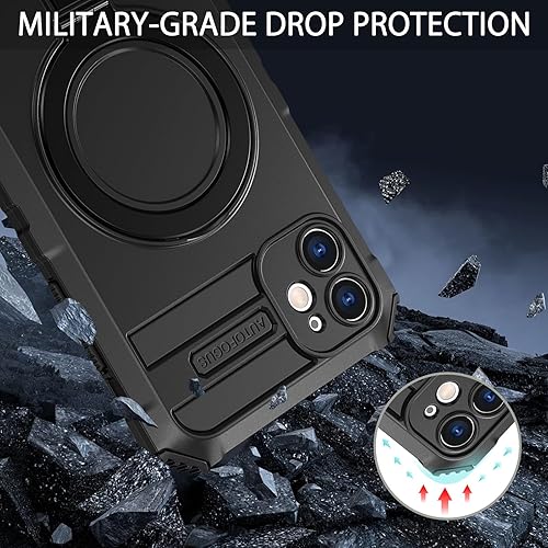 Miniatura 6 de DUEDUE Funda magnética integrada con soporte y soporte para anillo compatible con MagSafe, grado militar, a prueba de golpes, para Apple iPhone 11