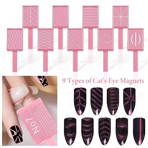 Miniatura 10 de SILPECWEE Juego de 15 imanes de uñas, esmalte de uñas de gel de ojo de gato, varita magnética, imán de ojo de gato para uñas, imanes de ojo de gato,