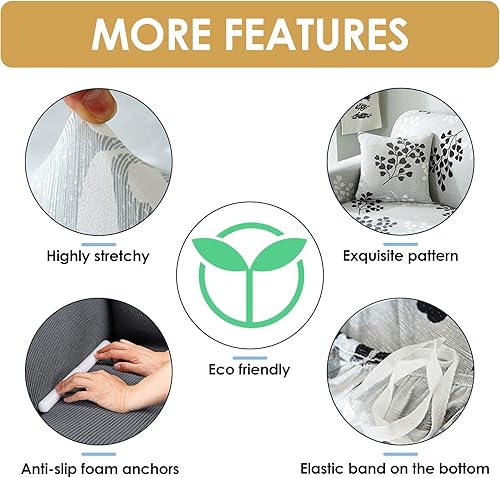 Vista 52 de HOTNIU Funda de sofá seccional de 2 piezas, funda elástica suave para sofá en forma de L, funda de sofá modular moderna con estampado para sala