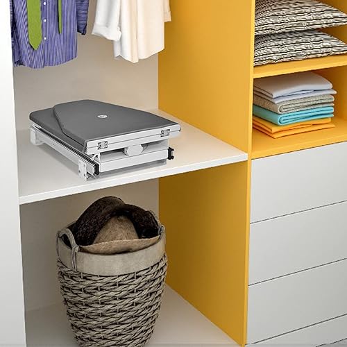 Miniatura 8 de AKOZLIN Tabla de planchar retráctil extraíble para armario, tabla de hierro giratoria deslizante montada en cajón con cubierta de planchado