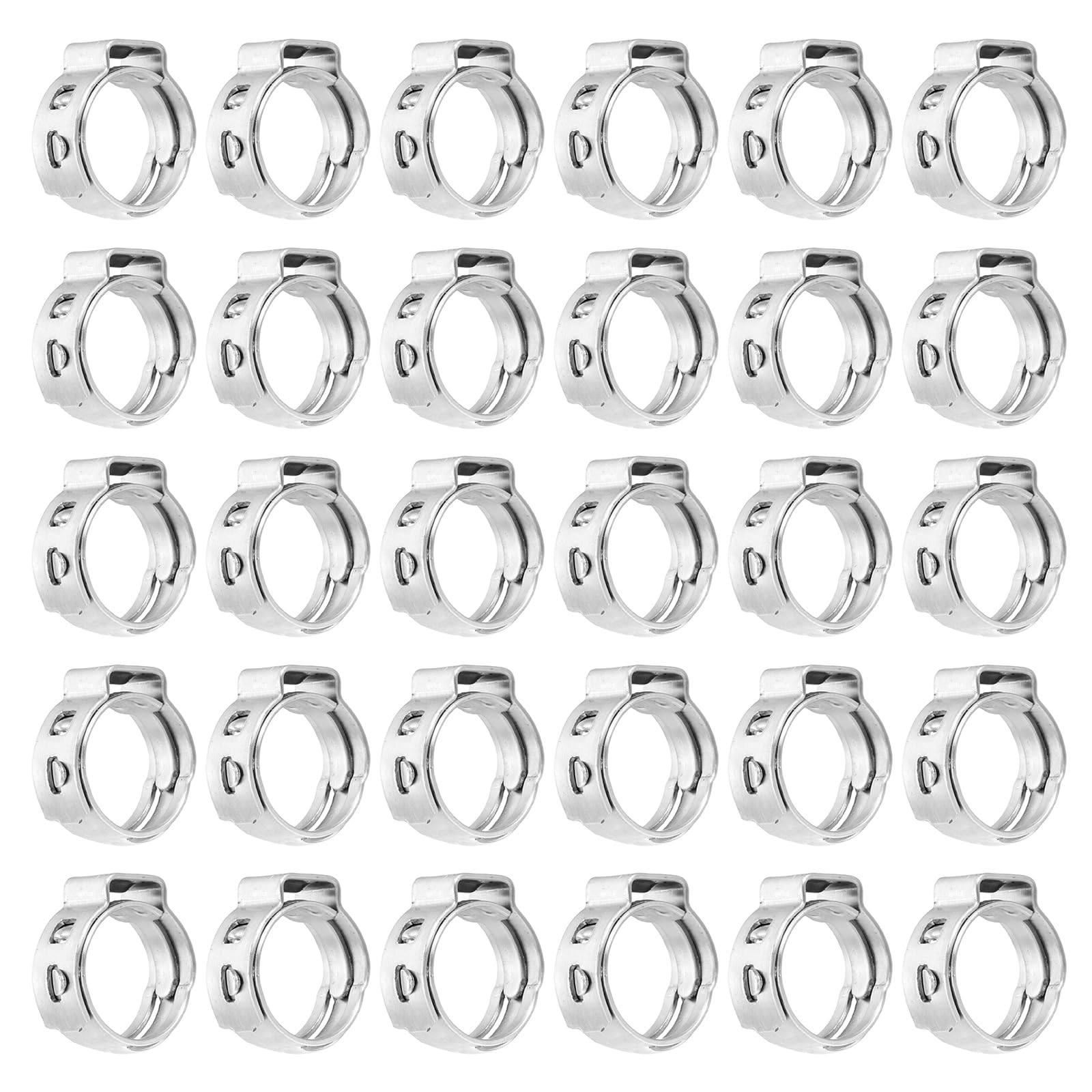 sourcing map 40Pcs 8.5-9.8mm Single Ear Hose Clamps 304 Stainless Steel Polished Stepless Hose Clamp for Automobile Pipe Connections Home Appliance Wiring and Pipes, Silver