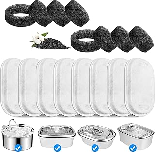 MyfatBOSS Cat Water Fountain Filter,20 Pack Cat Fountain Filter Replacement Compatible with Petlibro 67oz/2L & 101oz/3L Stainless Steel Pet Water Fountain, Tomxcute 108oz/3.2L Fountain with Sponge