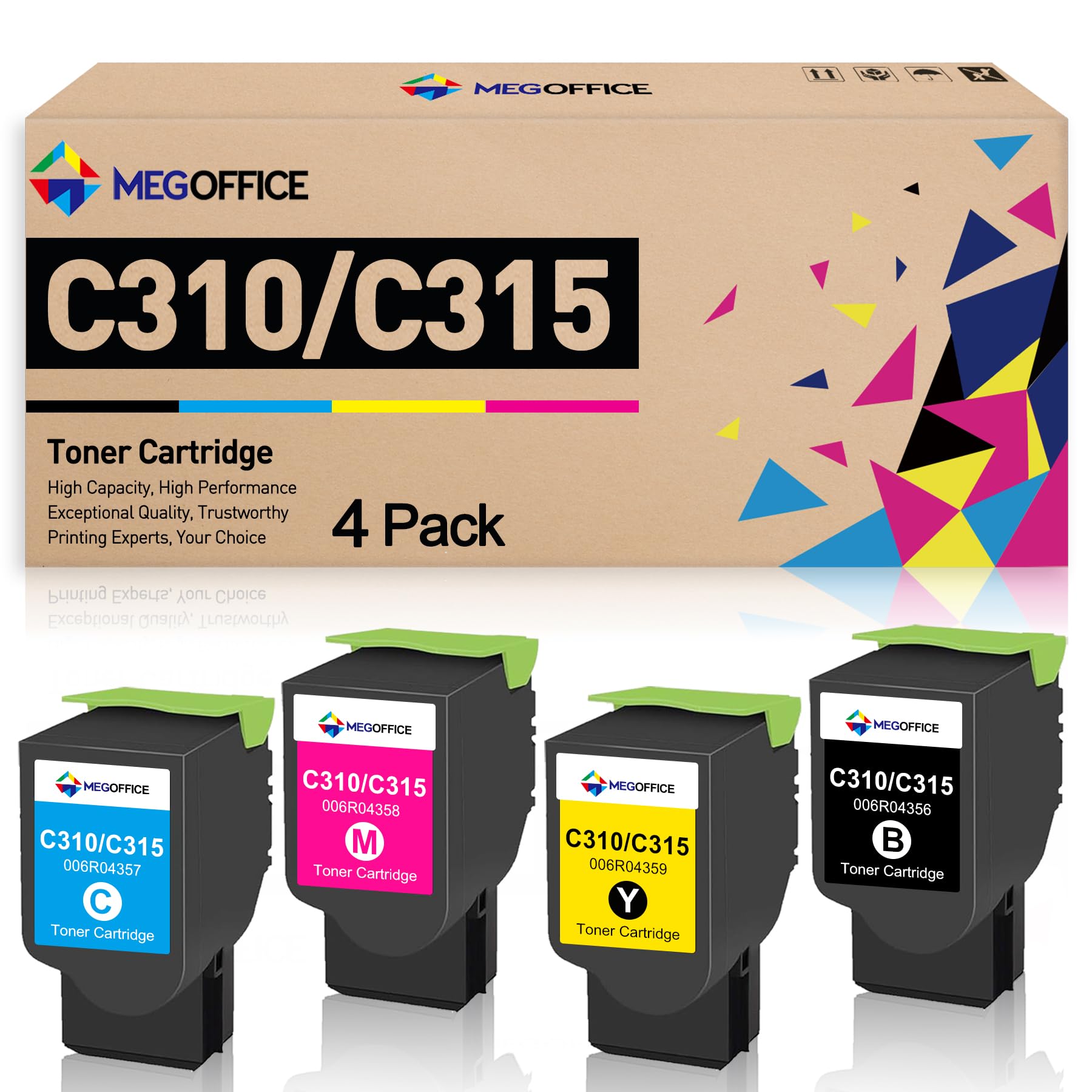 MEGOFFICE Compatible Toner Cartridge Replacement for Xerox C310 C315 C310DNI C310DNIM C315 C315DNI Printer (006R04356 006R04357 006R04358 006R04359, 4