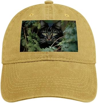 Baseball Cap Golf Dad Hat for Men Women Adjustable Cowboy Baseball Hat Cat in Bush Dad Cap Trucker Hats