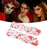 Vista 3 de Semme Guantes sangrientos de Halloween, 1 par de guantes horribles con efecto salpicado, accesorio de disfraz de cosplay para asesino