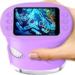 Handheld Microscope for Kids with 2.0" IPS Screen, Digital Outdoor Gifts Portable STEM Science Lab Toy, Rechargeable Pocket Microscope Age 8-12 Educational Gift for Boys & Girls, White
