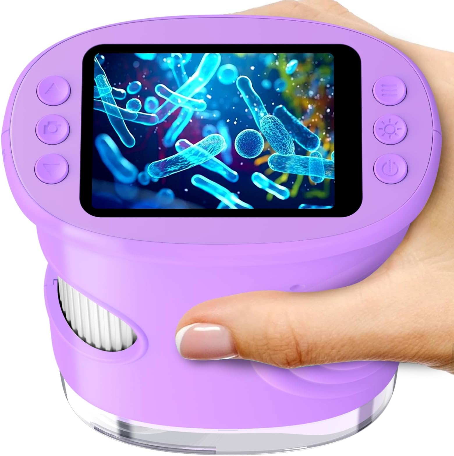 Digital Microscope for Kids with Adjustable Lights, Nature Exploration Tools Portable STEM Science Lab Gifts, Rechargeable Portable Microscope Boys & Girls Age 4 5 6 7 8 9 10 11 12, Purple