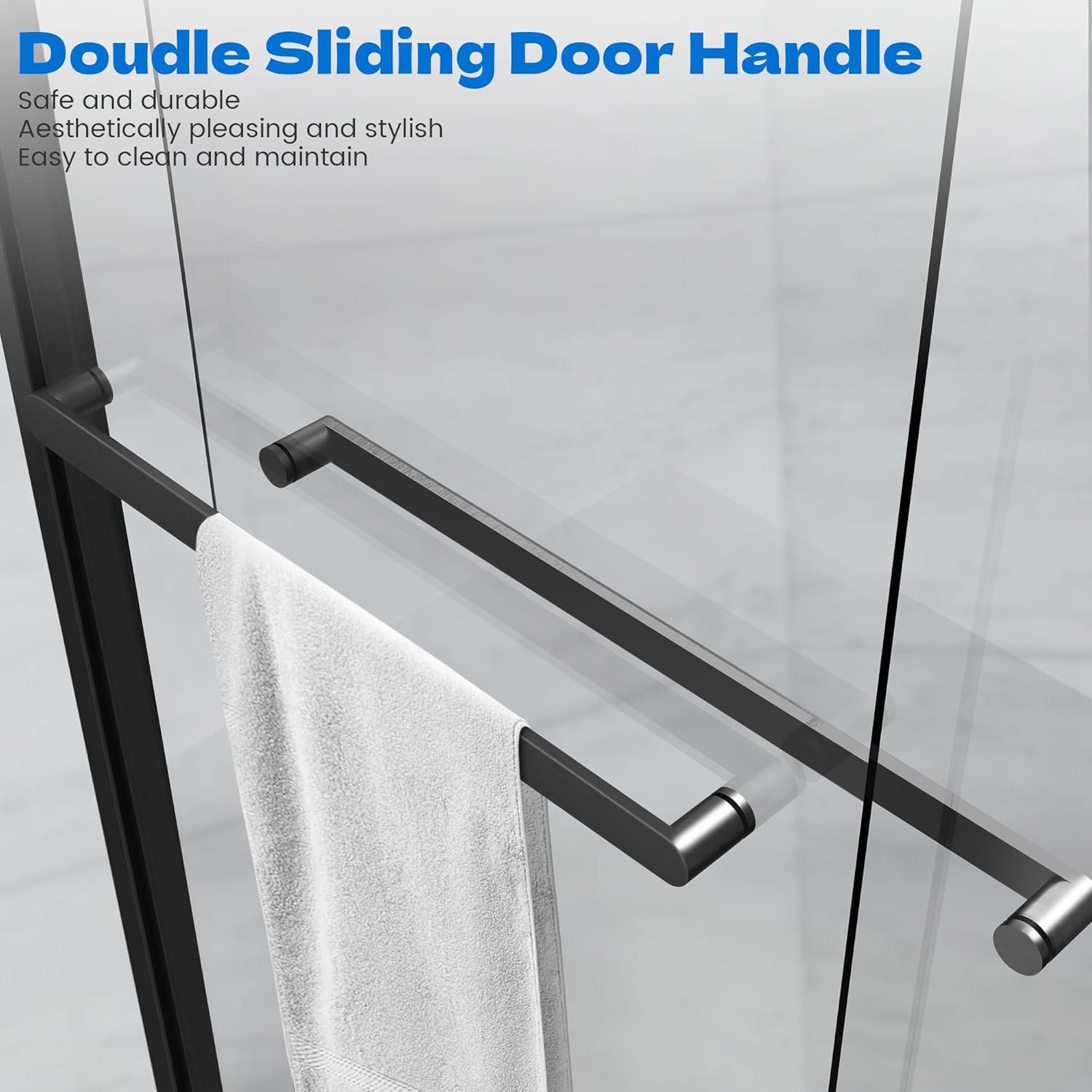 Sliding Shower Door, 44-48" W x 76" H Semi-Frameless Double Sliding Glass Shower Door with 5/16'' (8mm) Clear ASNI SGCC Tempered Glass, Bypass Shower Enclosure, Matte Black
